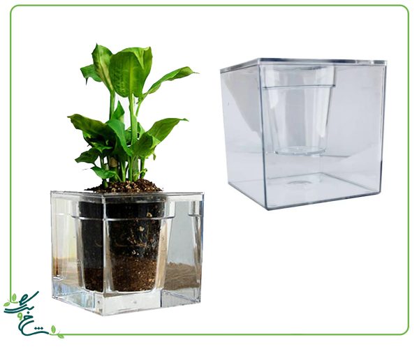 گلدان پلاستیکی خودآبیار آکواریومی شفاف